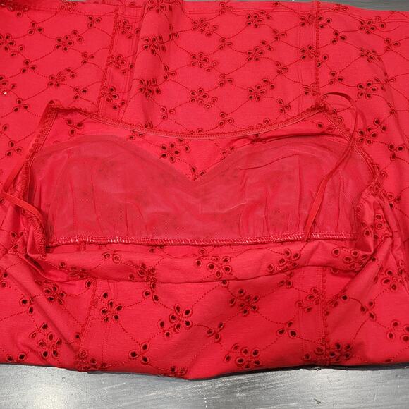 Intimataly Free People Dress Full Bloom Mini Slip Dress A Line XL Red Eyelet - Picture 9 of 11